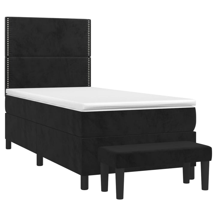 kontinentalseng med madras 90x190 cm fløjl sort