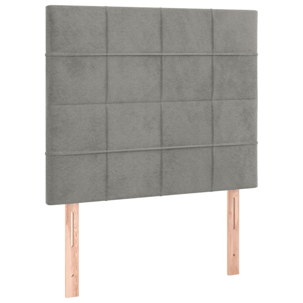 kontinentalseng med madras 90x190 cm fløjl lysegrå