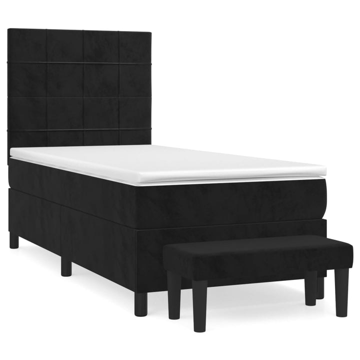 kontinentalseng med madras 90x190 cm fløjl sort