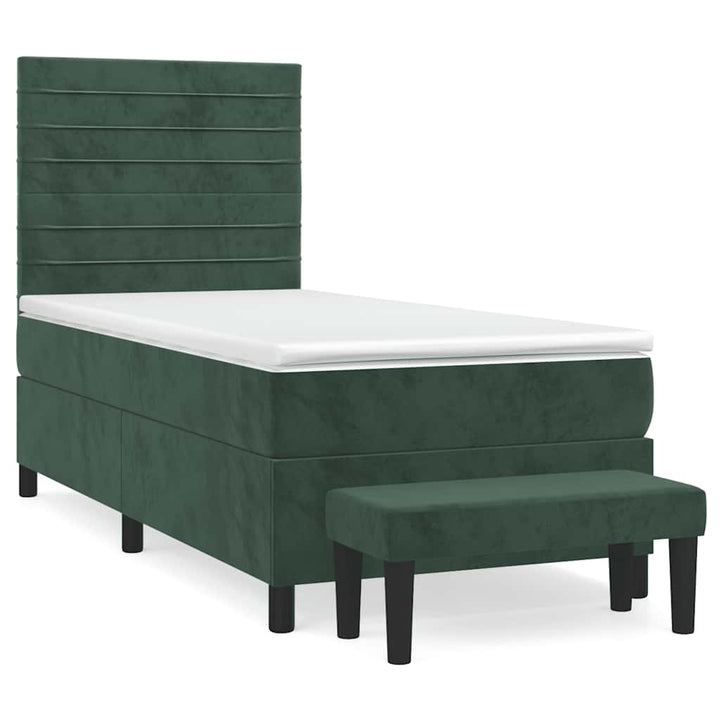 kontinentalseng med madras 90x190 cm fløjl mørkegrøn