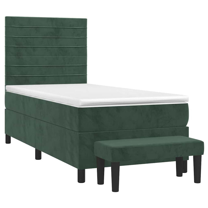 kontinentalseng med madras 90x190 cm fløjl mørkegrøn