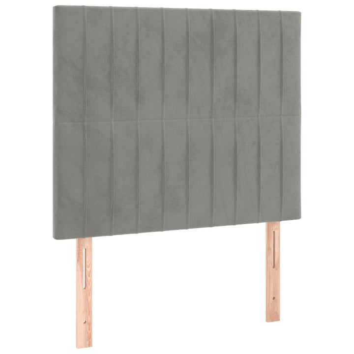 kontinentalseng med madras 90x190 cm fløjl lysegrå