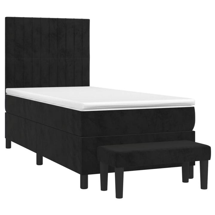 kontinentalseng med madras 90x190 cm fløjl sort