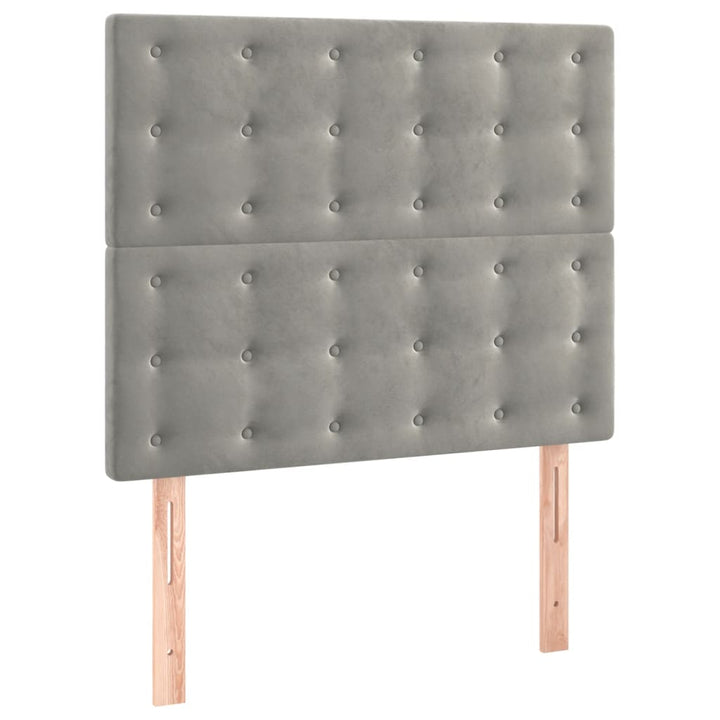 kontinentalseng med madras 90x190 cm fløjl lysegrå
