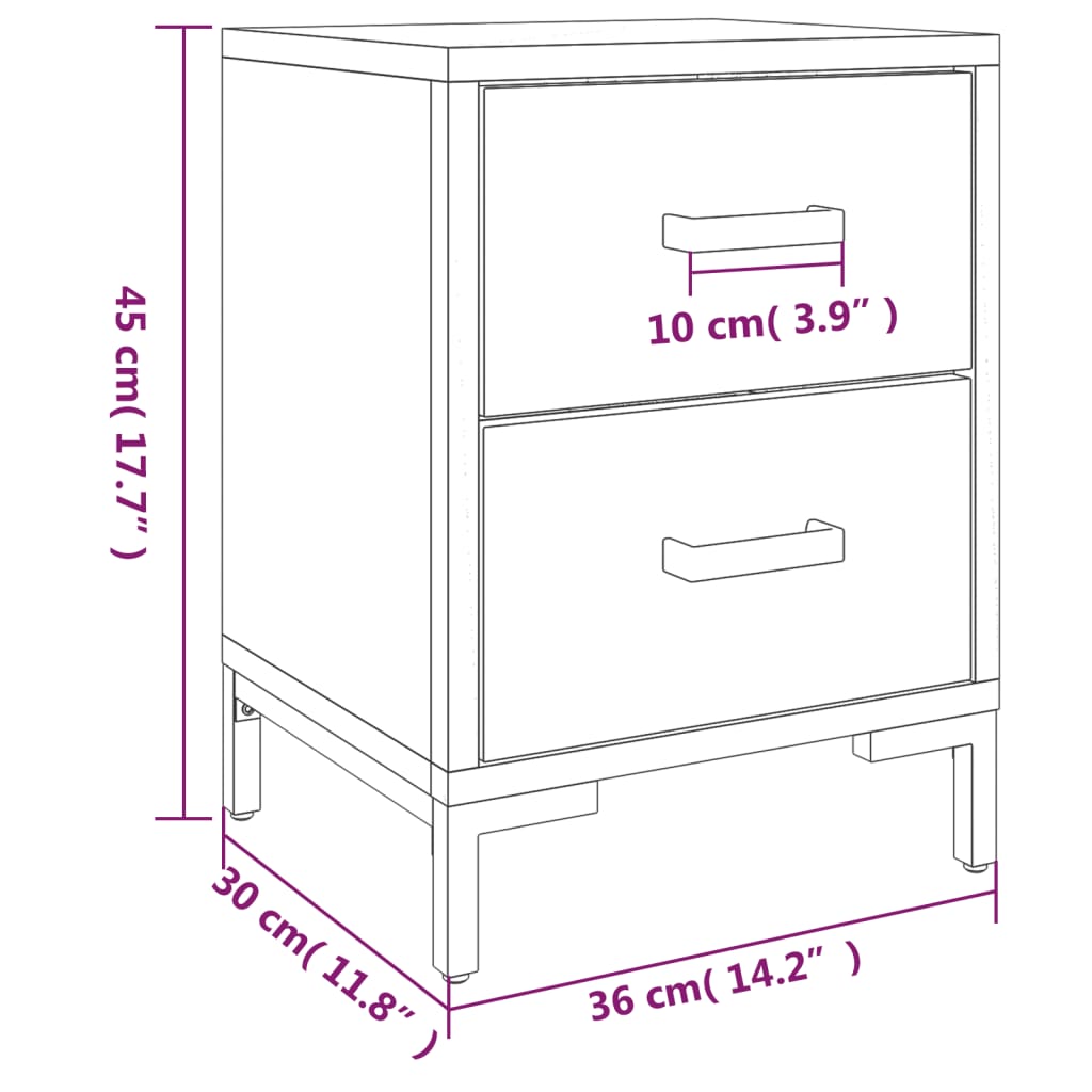 sengeborde 2 stk. 36x30x45 cm massivt fyrretræ sort