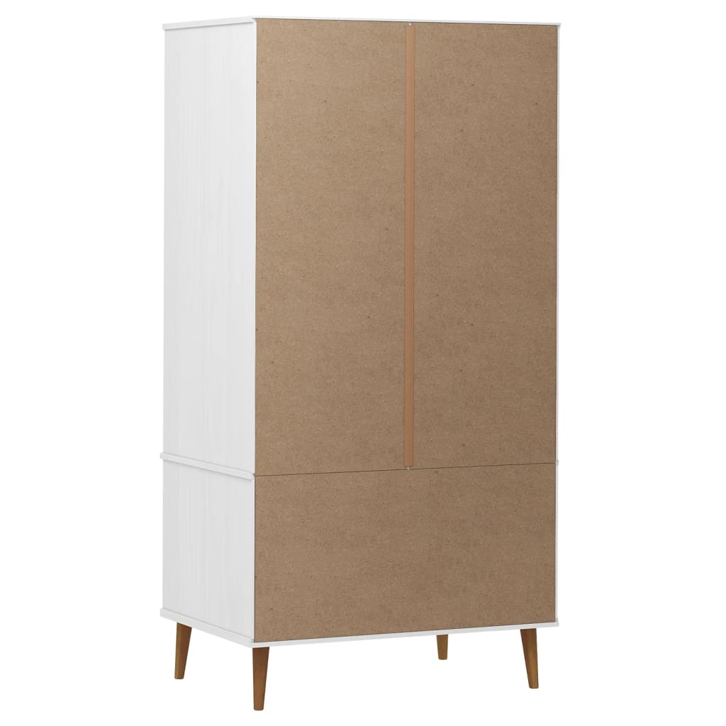 klædeskab 90x55x175 cm massivt fyrretræ hvid