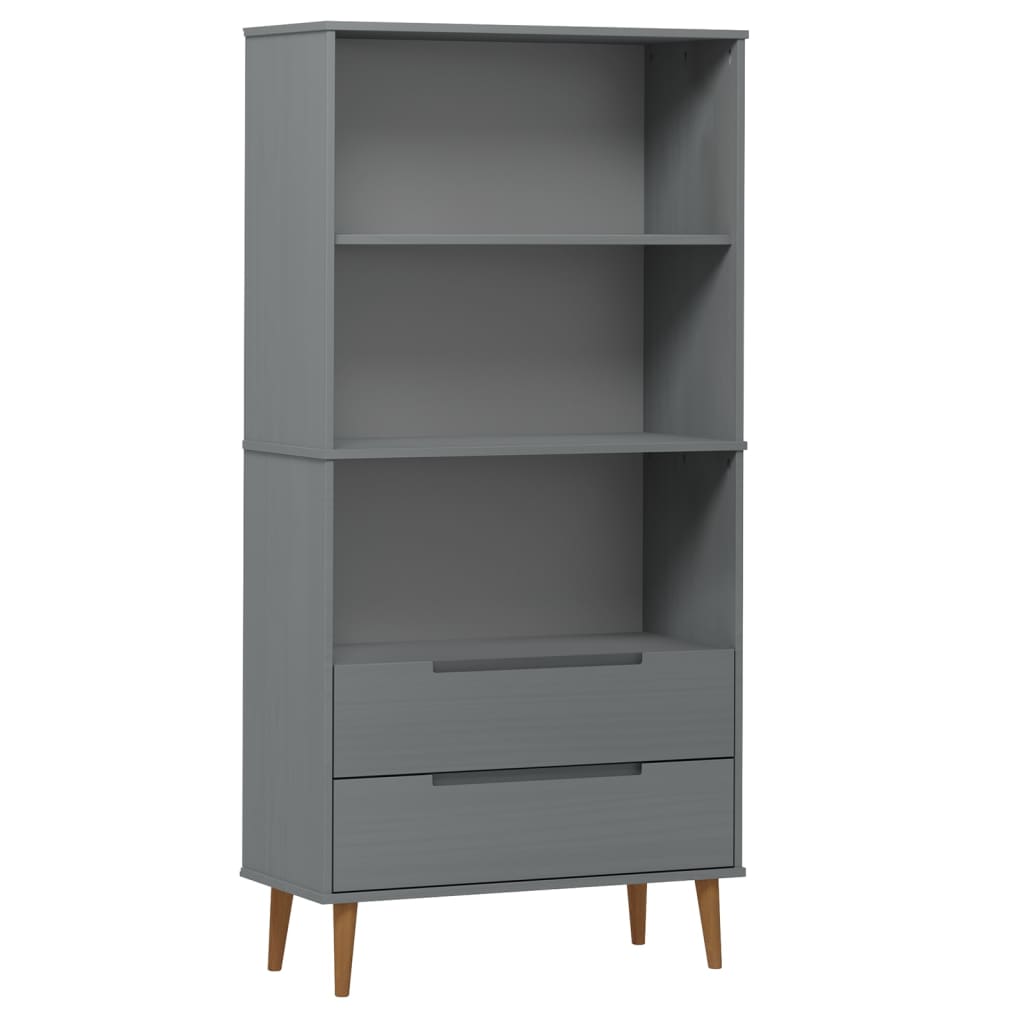 bogreol MOLDE 85x35x170,5 cm massivt fyrretræ grå