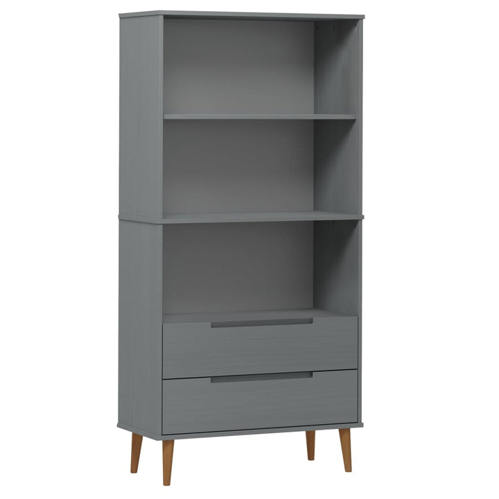 bogreol MOLDE 85x35x170,5 cm massivt fyrretræ grå