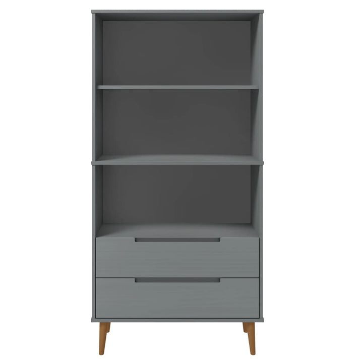 bogreol MOLDE 85x35x170,5 cm massivt fyrretræ grå