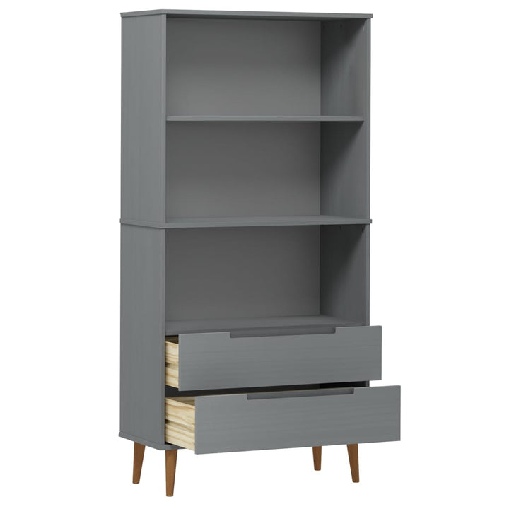 bogreol MOLDE 85x35x170,5 cm massivt fyrretræ grå