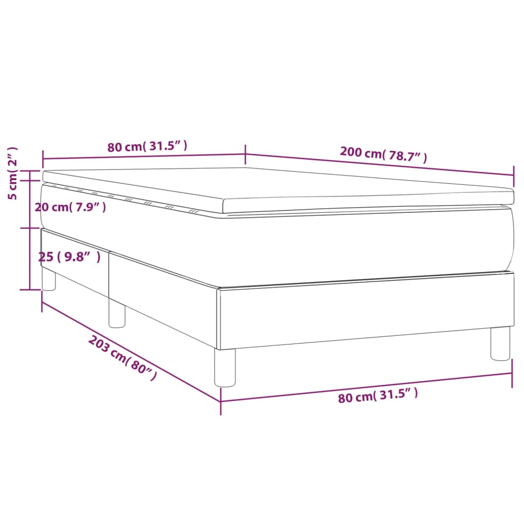 kontinentalseng med madras 80x200 cm stof mørkegrå