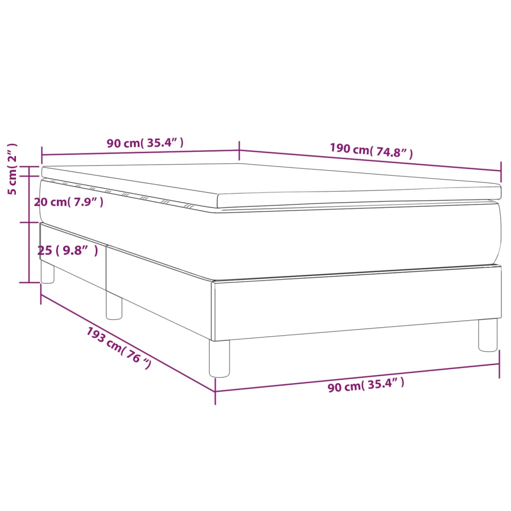 kontinentalseng med madras 90x190 cm stof cremefarvet