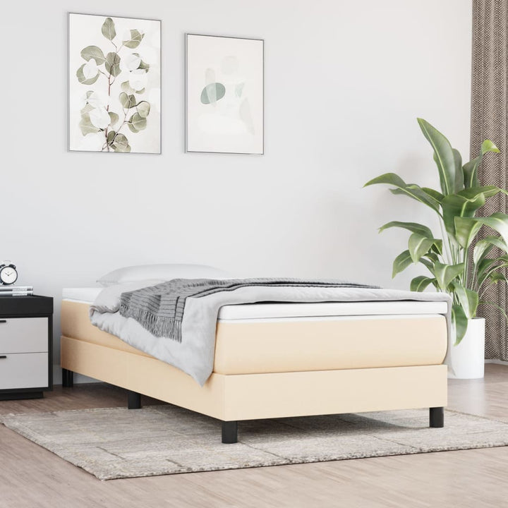 kontinentalseng med madras 90x190 cm stof cremefarvet
