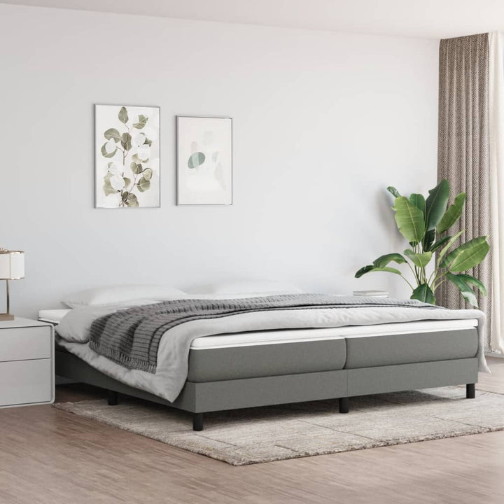 kontinentalseng med madras 200x200 cm stof mørkegrå