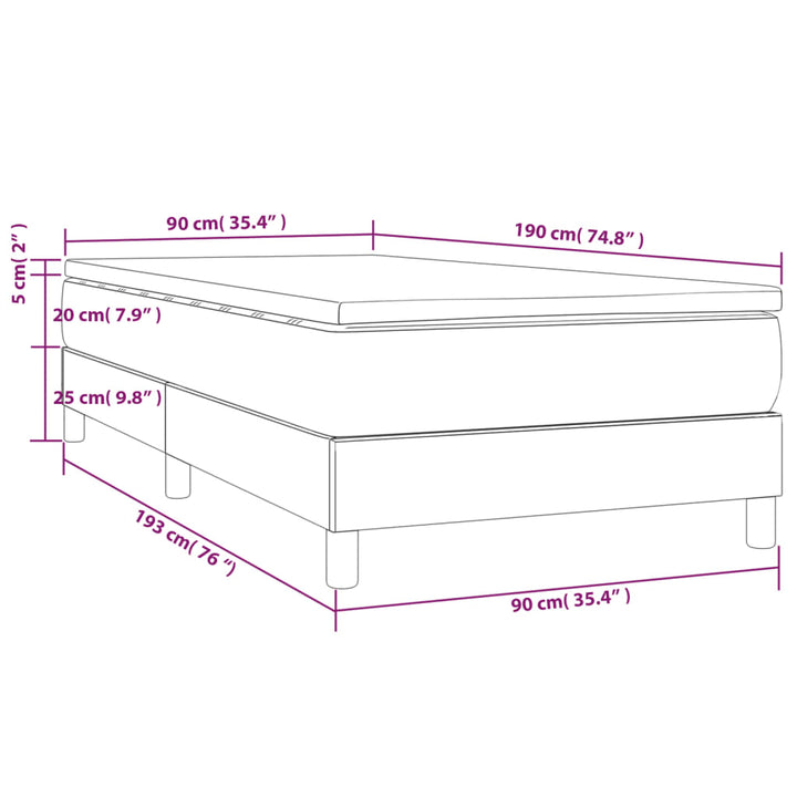 kontinentalseng med madras 90x190 cm stof cremefarvet
