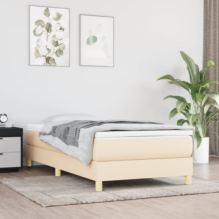 kontinentalseng med madras 90x190 cm stof cremefarvet