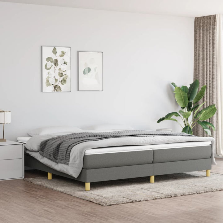 kontinentalseng med madras 200x200 cm stof mørkegrå