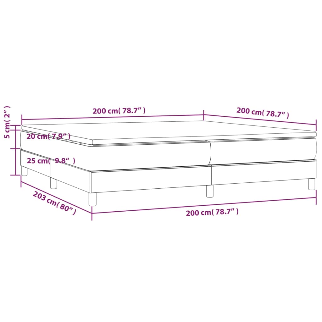 kontinentalseng med madras 200x200 cm stof sort