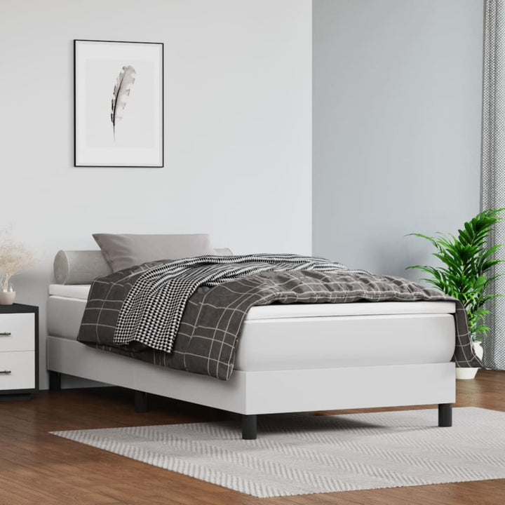 kontinentalseng med madras 90x190 cm kunstlæder hvid