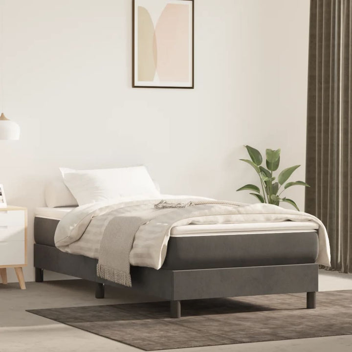 kontinentalseng med madras 80x200 cm fløjl mørkegrå