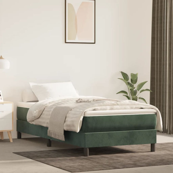 kontinentalseng med madras 80x200 cm fløjl mørkegrøn