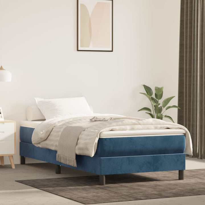kontinentalseng med madras 80x200 cm fløjl mørkeblå