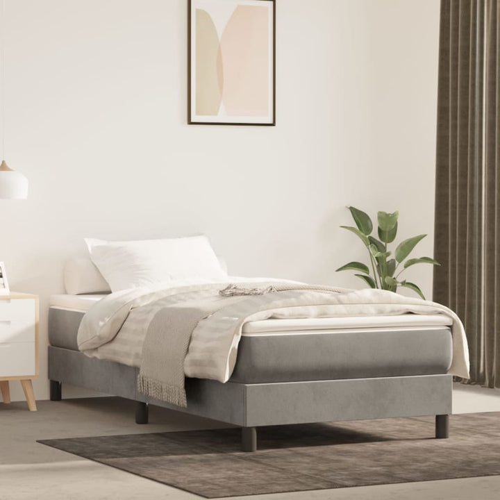 kontinentalseng med madras 90x190 cm fløjl lysegrå