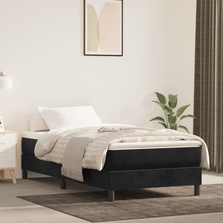 kontinentalseng med madras 90x190 cm fløjl sort