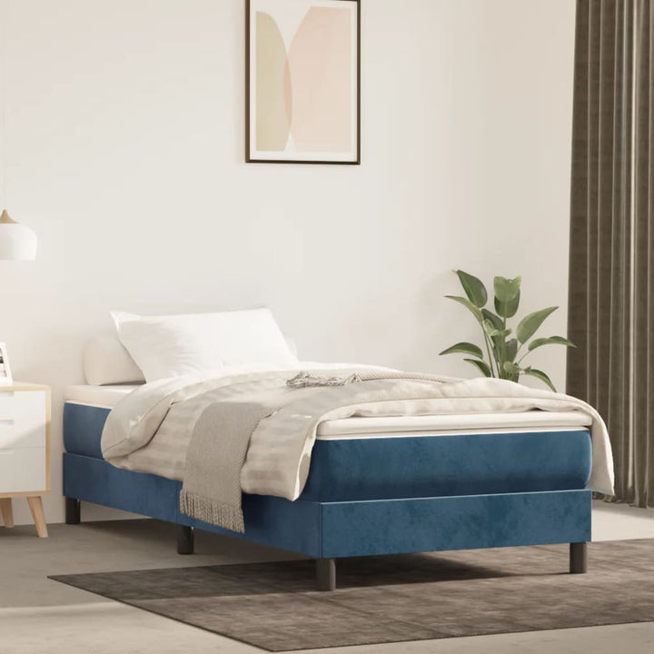 kontinentalseng med madras 90x190 cm fløjl mørkeblå