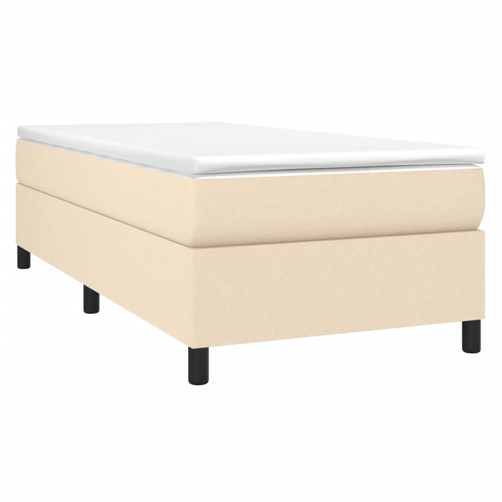 kontinentalseng med madras 90x190 cm stof cremefarvet