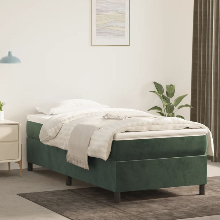 kontinentalseng med madras 80x200 cm fløjl mørkegrøn