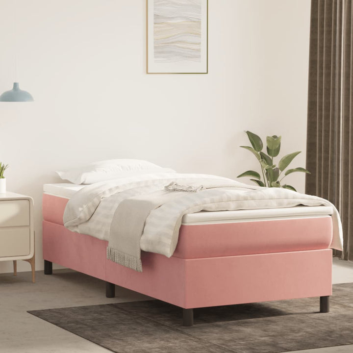 kontinentalseng med madras 80x200 cm fløjl lyserød