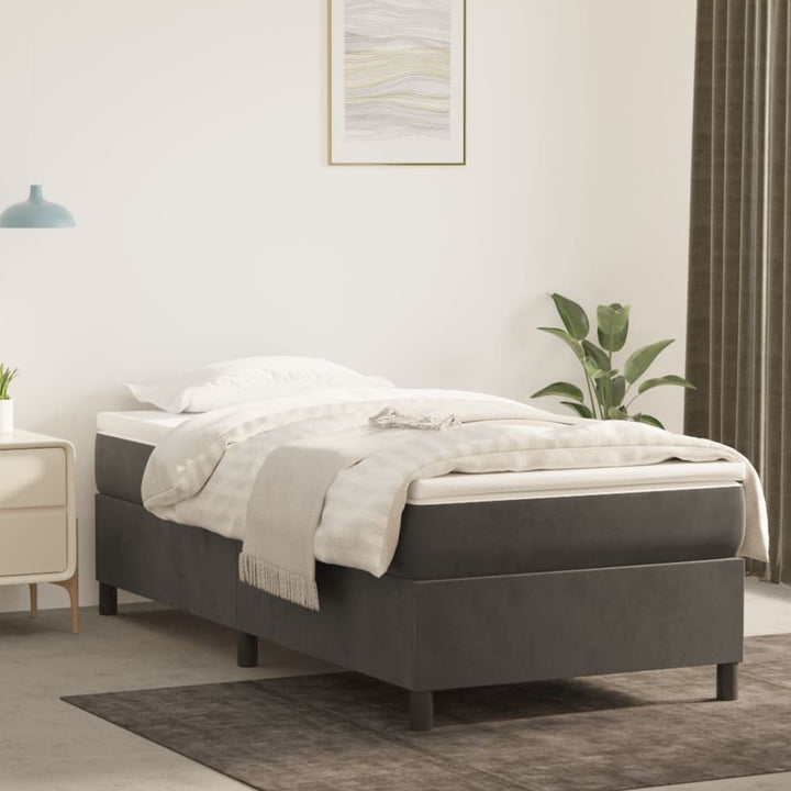 kontinentalseng med madras 90x190 cm fløjl mørkegrå