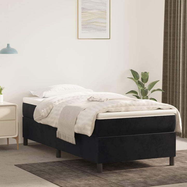 kontinentalseng med madras 90x190 cm fløjl sort