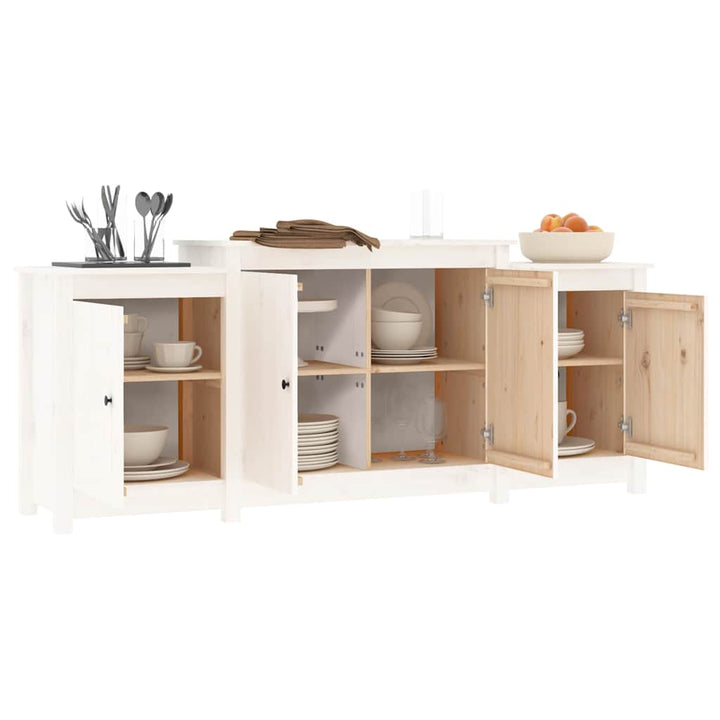 skænk 164x37x68 cm massivt fyrretræ hvid