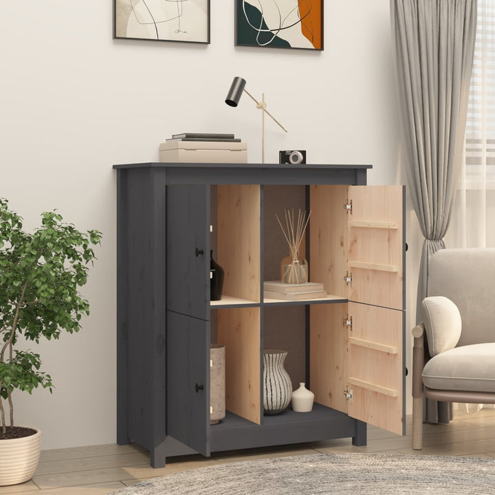 skænk 83x41,5x100 cm massivt fyrretræ grå