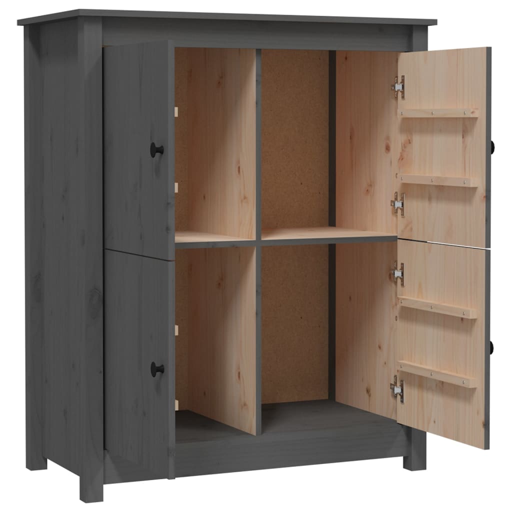 skænk 83x41,5x100 cm massivt fyrretræ grå