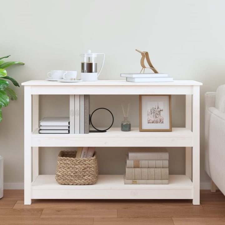 konsolbord 110x40x74 cm massivt fyrretræ hvid
