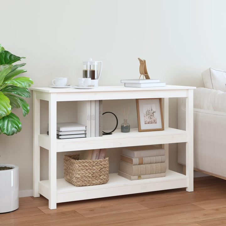 konsolbord 110x40x74 cm massivt fyrretræ hvid