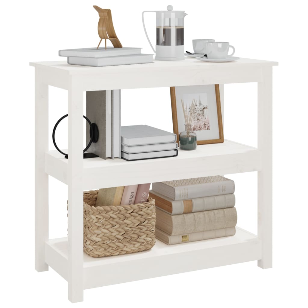 konsolbord 80x40x74 cm massivt fyrretræ hvid