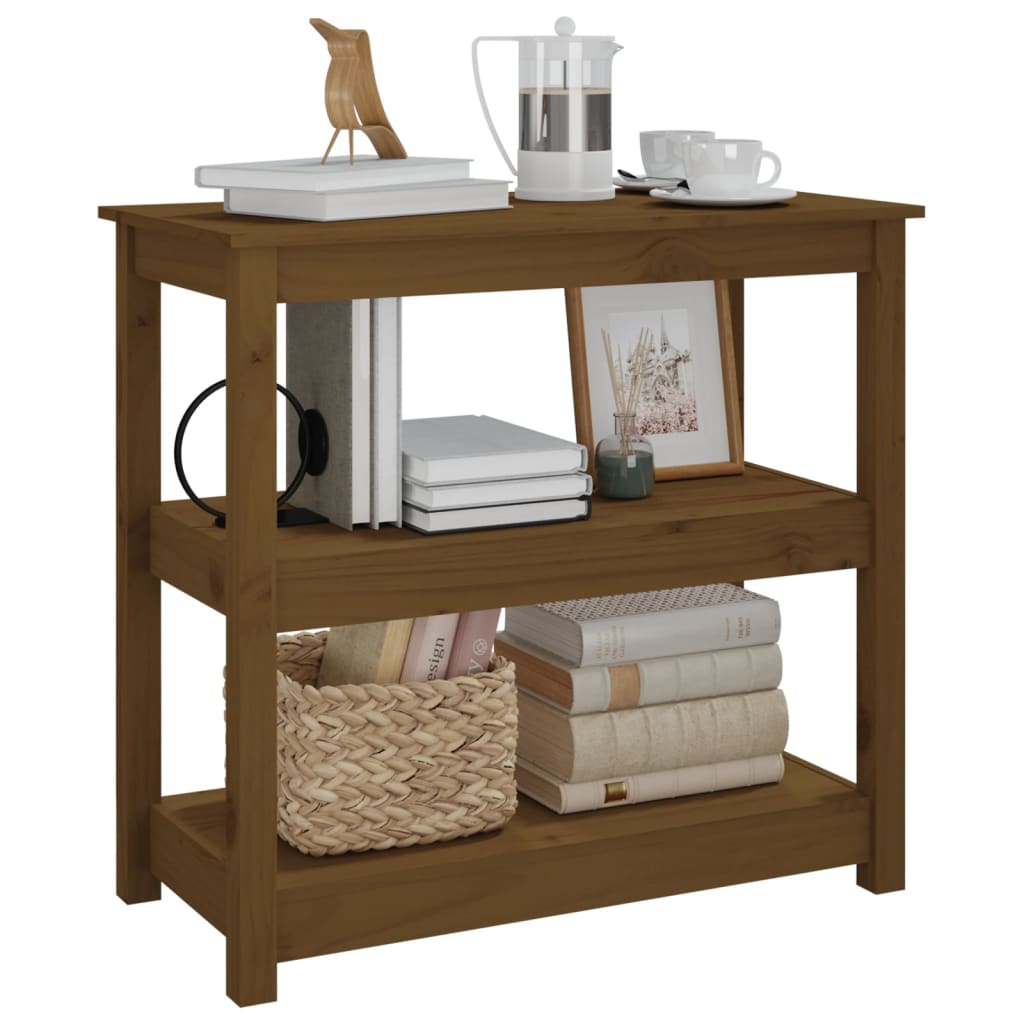 konsolbord 80x40x74 cm massivt fyrretræ gyldenbrun