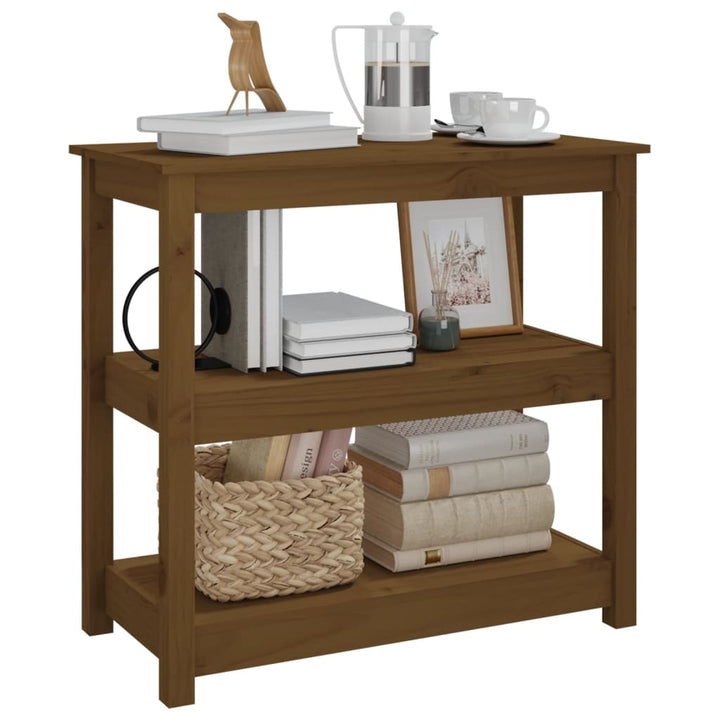 konsolbord 80x40x74 cm massivt fyrretræ gyldenbrun