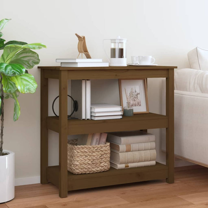 konsolbord 80x40x74 cm massivt fyrretræ gyldenbrun