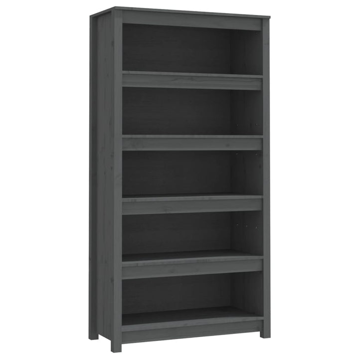 bogreol 80x35x154 cm massivt fyrretræ grå