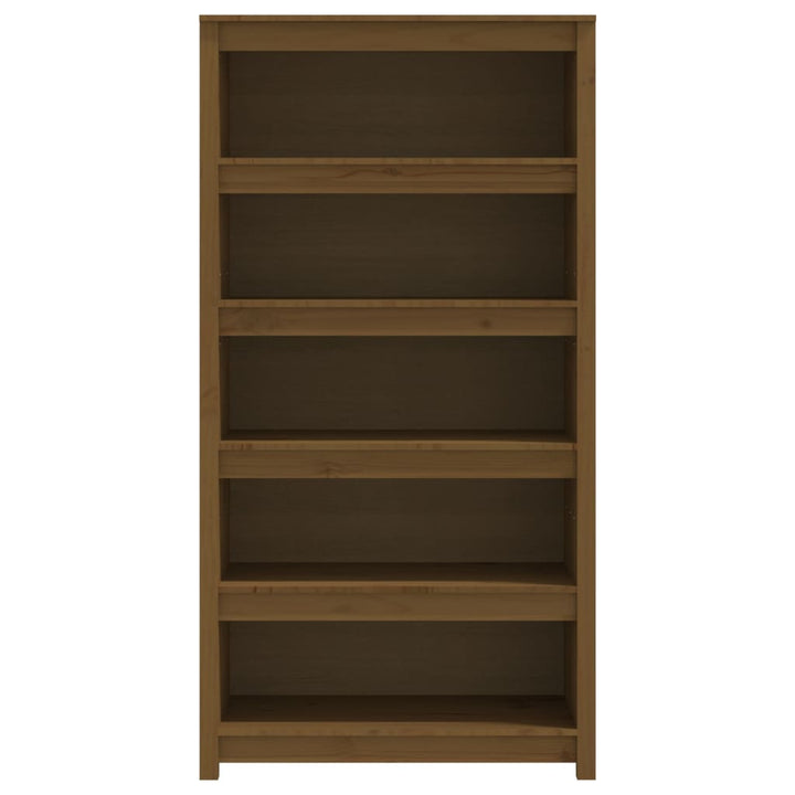 bogreol 80x35x154 cm massivt fyrretræ gyldenbrun