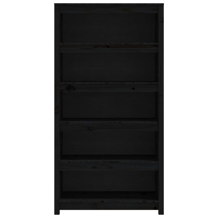 bogreol 80x35x154 cm massivt fyrretræ sort