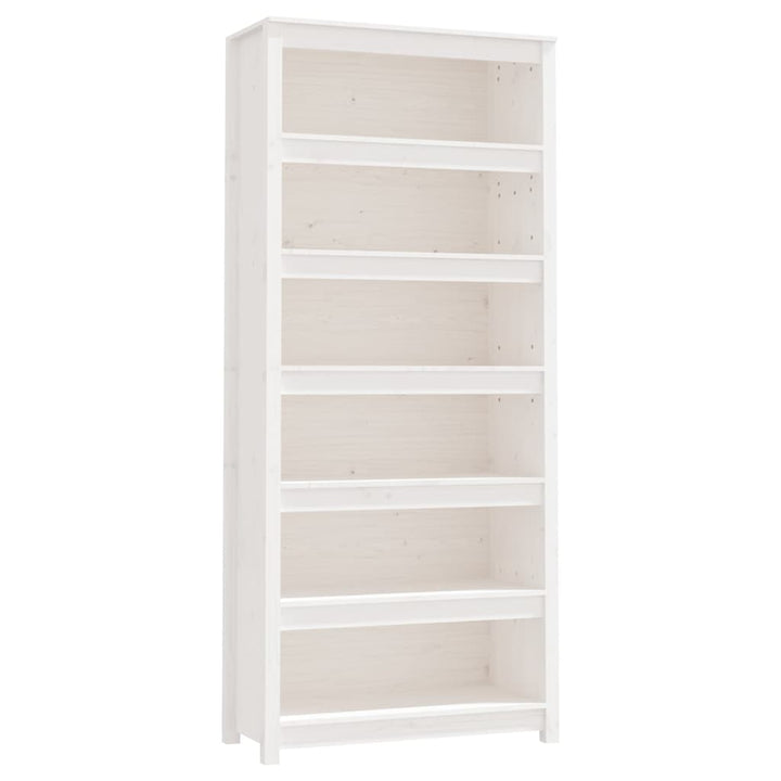 bogreol 80x35x183 cm massivt fyrretræ hvid