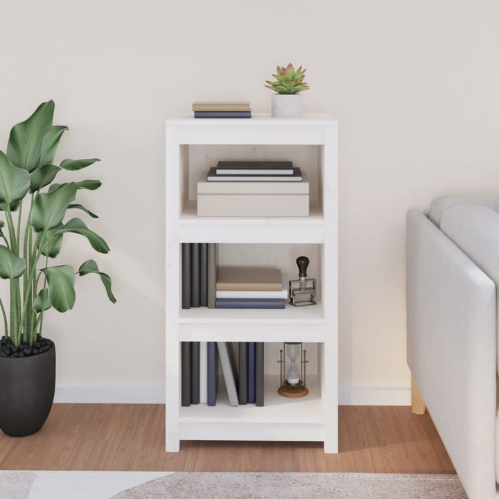 bogreol 50x35x97 cm massivt fyrretræ hvid