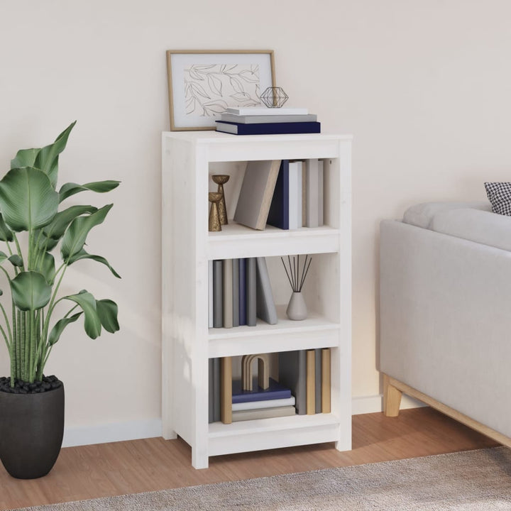 bogreol 50x35x97 cm massivt fyrretræ hvid