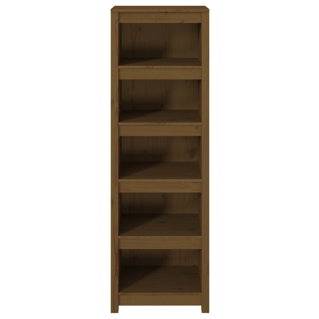 bogreol 50x35x154 cm massivt fyrretræ gyldenbrun